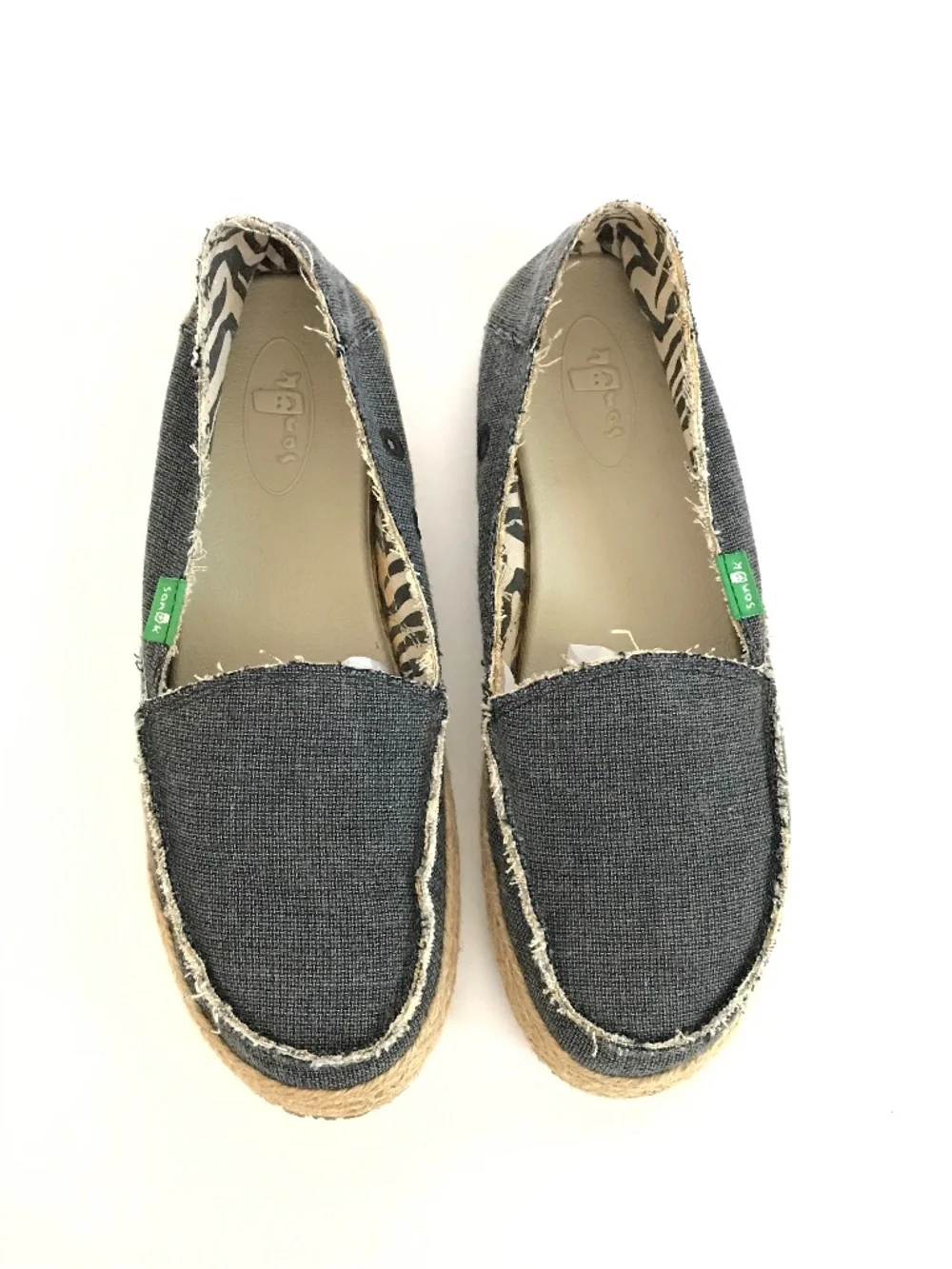 SANUK Espadrille Flats Canvas Loafers Blue Fiona Women’s Size 6